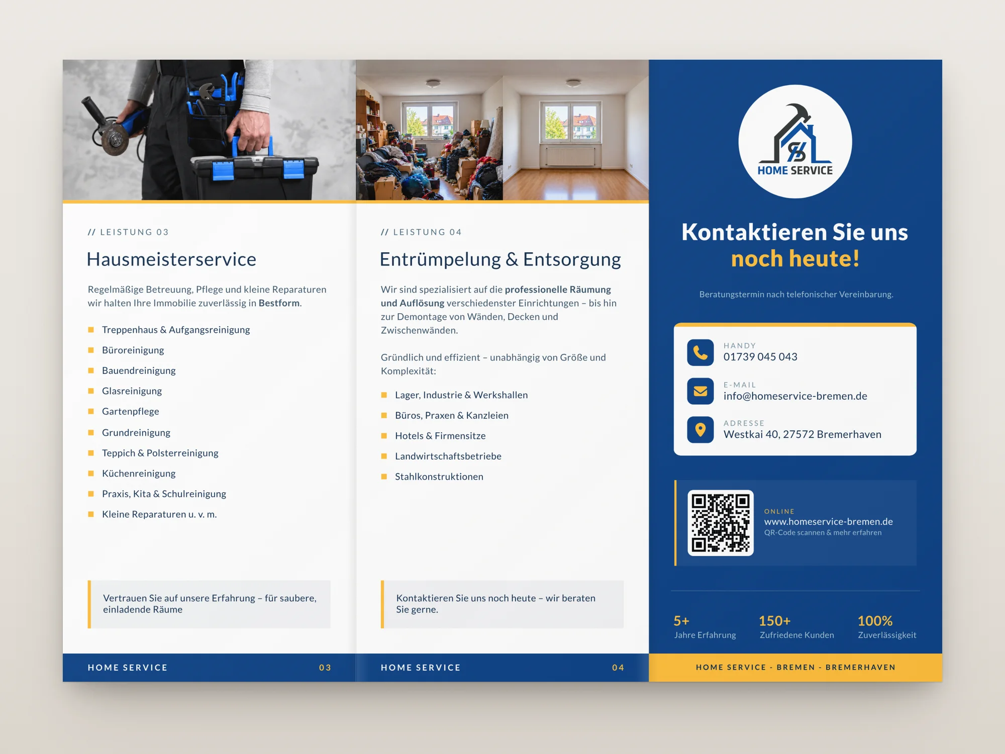 Home Service Faltflyer, Seite 2 ausgeklappt